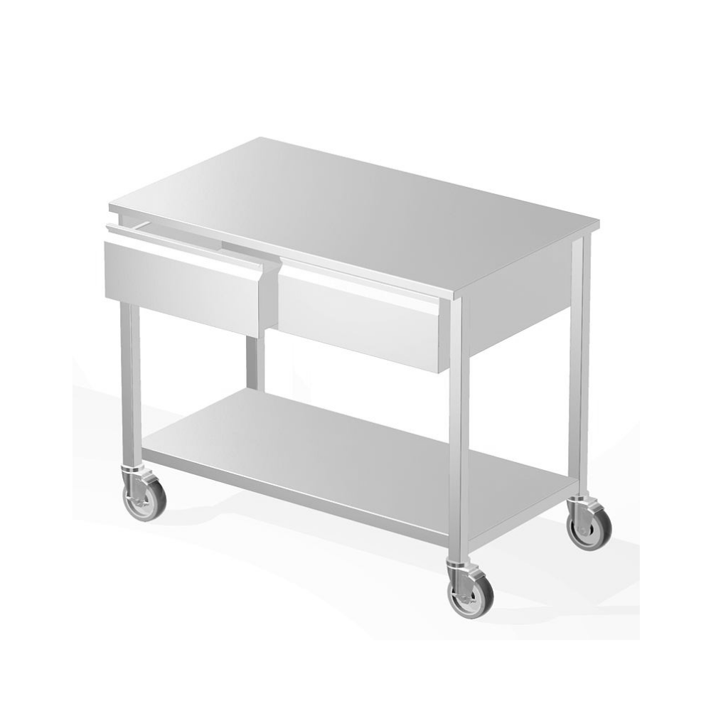 Stainless Mobile Prep & Exam Table with Drawer and Shelf